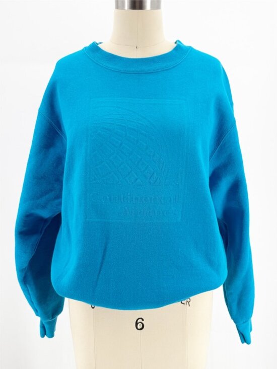 Tops - Vtg 80s Continental Airlines Blue Crewneck Sweatshirt Fruit of the Loom Size M